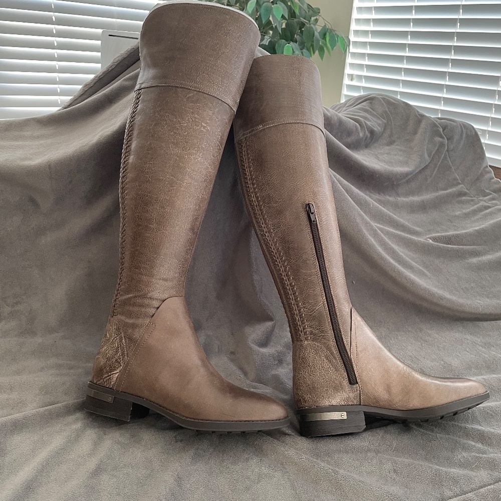 NIB Vince Camuto PEDRA Over the Knee Boots BOMBER GREY URBAN DISTRESSED